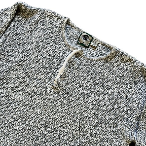 Natural Resources Shaker Knit Cotton Pullover Sweater Sage Heather Vintage 90s - Picture 3 of 6